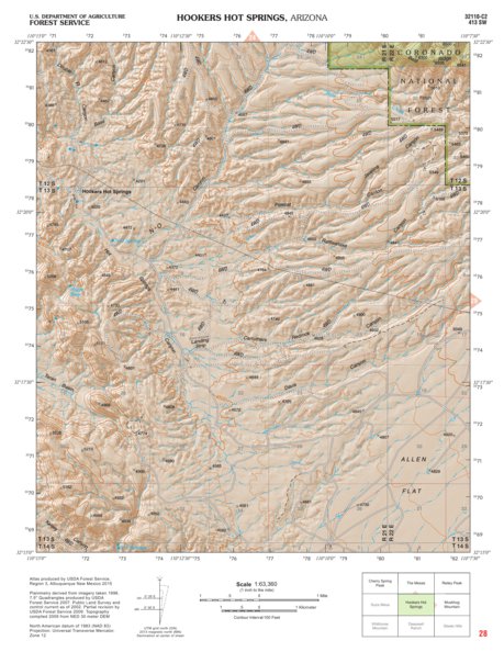 Coronado National Forest Quadrangle: HOOKERS HOT SPRINGS Preview 1