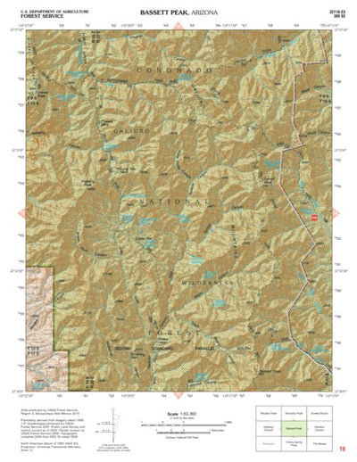 Coronado National Forest Quadrangle: BASSETT PEAK Preview 1