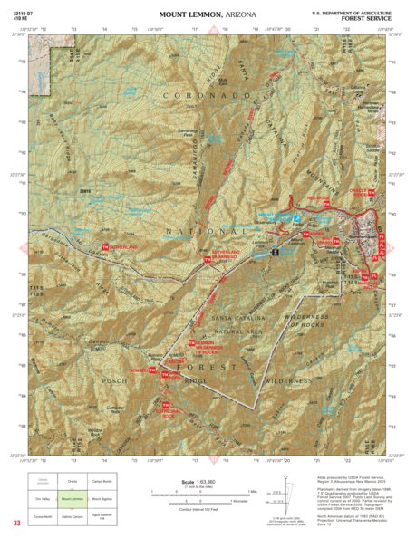 Coronado National Forest Quadrangle: MOUNT LEMMON Preview 1