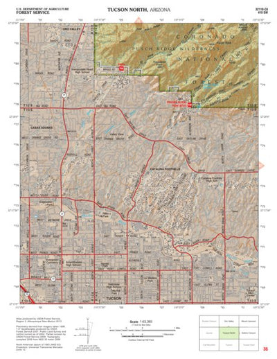 Coronado National Forest Quadrangle: TUCSON NORTH Preview 1