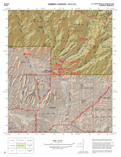 Coronado National Forest Quadrangle: SABINO CANYON Preview 1