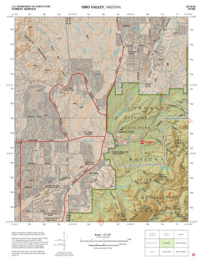 Coronado National Forest Quadrangle: ORO VALLEY Preview 1