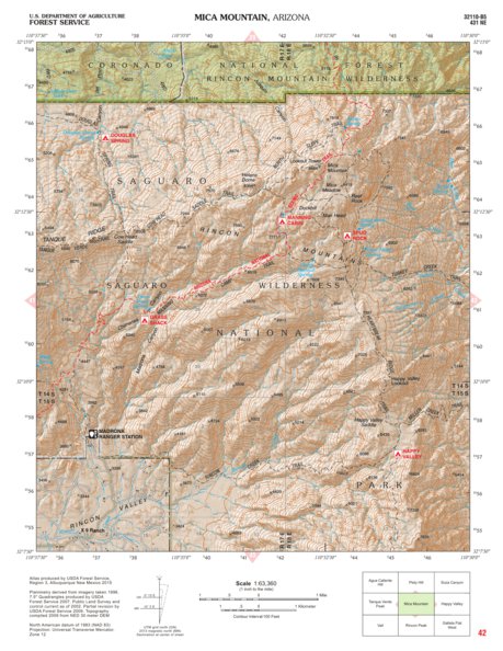 Coronado National Forest Quadrangle: MICA MOUNTAIN Preview 1