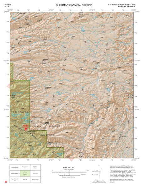 Coronado National Forest Quadrangle: BUEHMAN CANYON Preview 1
