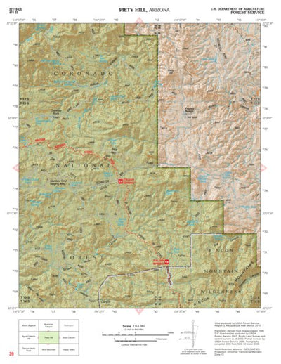 Coronado National Forest Quadrangle: PIETY HILL Preview 1