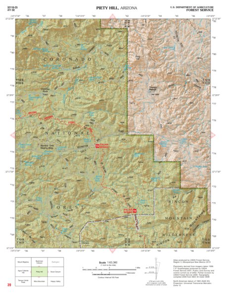Coronado National Forest Quadrangle: PIETY HILL Preview 1