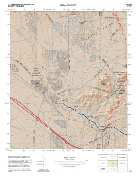 Coronado National Forest Quadrangle: VAIL Preview 1