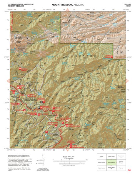 Coronado National Forest Quadrangle: MOUNT BIGELOW Preview 1