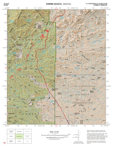 Coronado National Forest Quadrangle: EMPIRE RANCH Preview 1