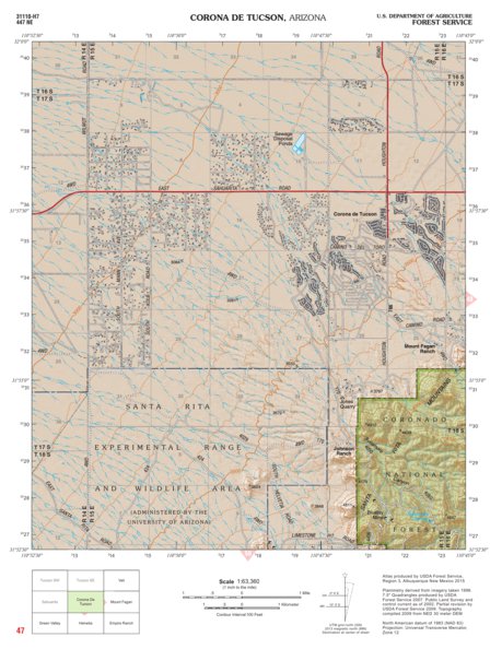 Coronado National Forest Quadrangle: CORONA DE TUCSON Preview 1