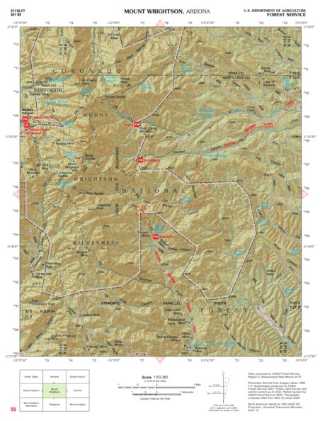 Coronado National Forest Quadrangle: MOUNT WRIGHTSON Preview 1