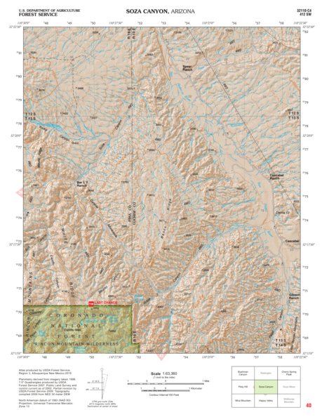 Coronado National Forest Quadrangle: SOZA CANYON Preview 1