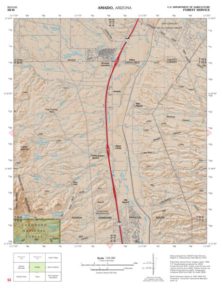 Coronado National Forest Quadrangle: AMADO Preview 1
