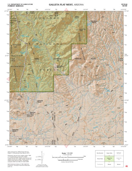 Coronado National Forest Quadrangle: GALLETA FLAT WEST Preview 1