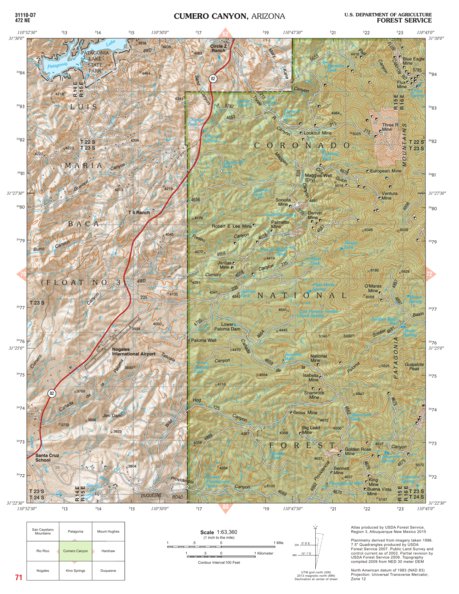 Coronado National Forest Quadrangle: CUMERO CANYON Preview 1