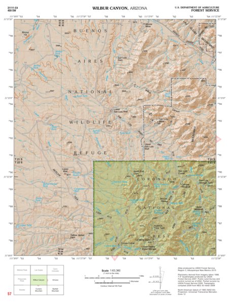 Coronado National Forest Quadrangle: WILBUR CANYON Preview 1