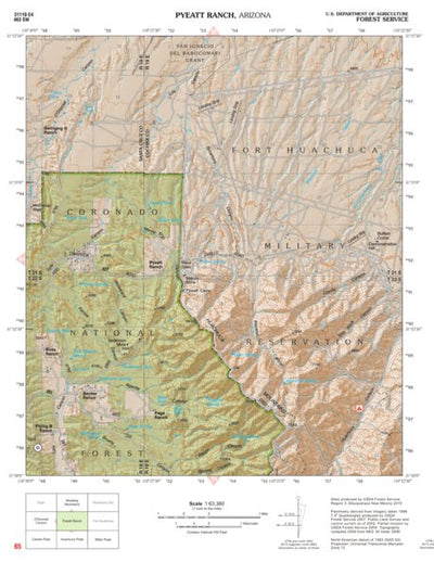 Coronado National Forest Quadrangle: PYEATT RANCH Preview 1