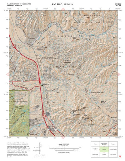 Coronado National Forest Quadrangle: RIO RICO Preview 1