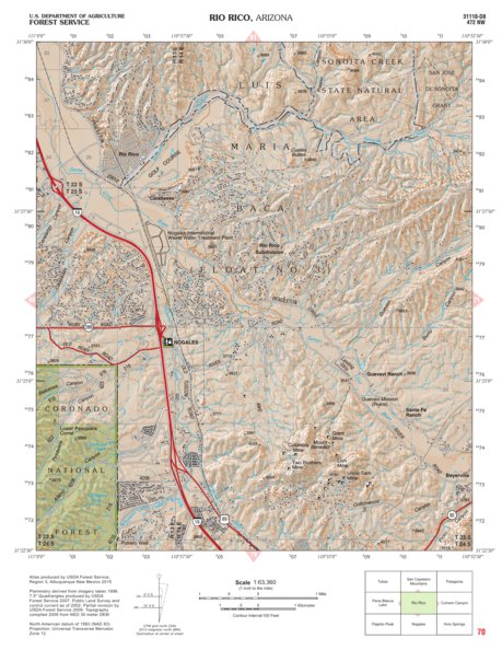 Coronado National Forest Quadrangle: RIO RICO Preview 1