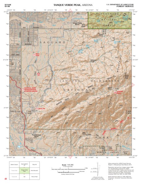 Coronado National Forest Quadrangle: TANQUE VERDE PEAK Preview 1
