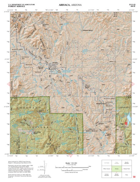 Coronado National Forest Quadrangle: ARIVACA Preview 1