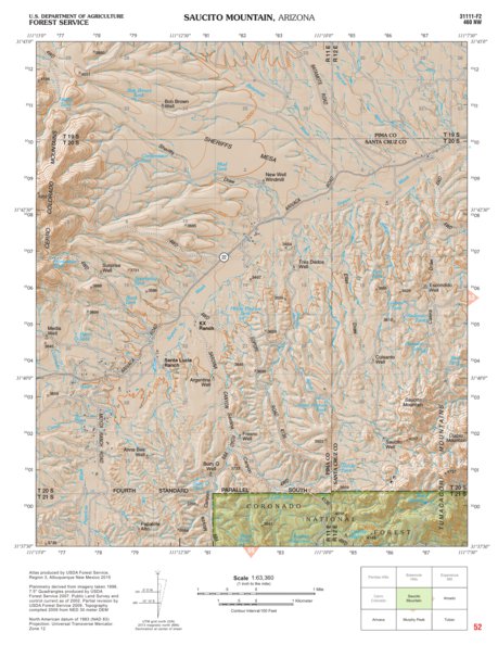 Coronado National Forest Quadrangle: SAUCITO MOUNTAIN Preview 1