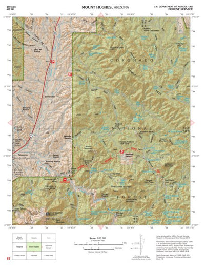 Coronado National Forest Quadrangle: MOUNT HUGHES Preview 1