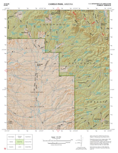 Coronado National Forest Quadrangle: CANELO PASS Preview 1