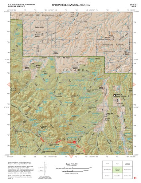 Coronado National Forest Quadrangle: O'DONNELL CANYON Preview 1
