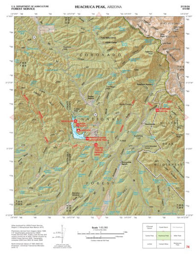 Coronado National Forest Quadrangle: HUACHUCA PEAK Preview 1
