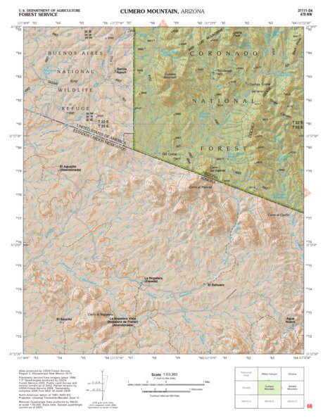 Coronado National Forest Quadrangle: CUMERO MOUNTAIN Preview 1