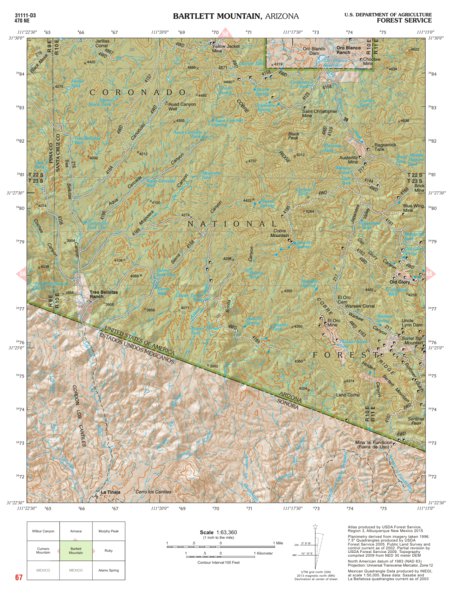 Coronado National Forest Quadrangle: BARTLETT MOUNTAIN Preview 1