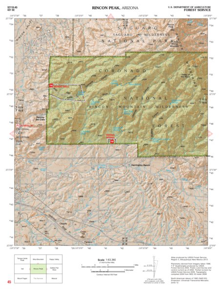Coronado National Forest Quadrangle: RINCON PEAK Preview 1