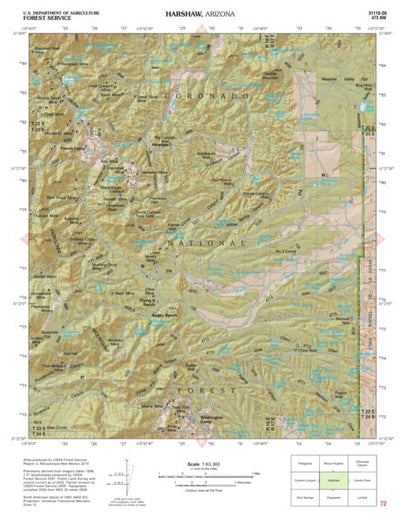 Coronado National Forest Quadrangle: HARSHAW Preview 1