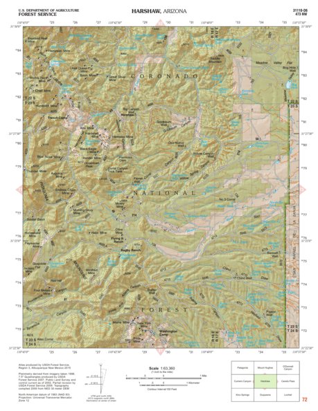Coronado National Forest Quadrangle: HARSHAW Preview 1