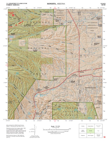 Coronado National Forest Quadrangle: SONOITA Preview 1