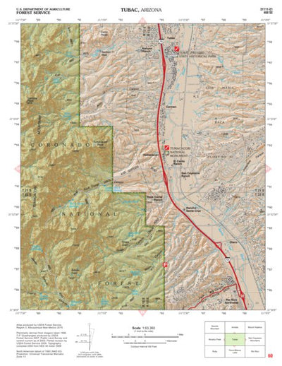 Coronado National Forest Quadrangle: TUBAC Preview 1