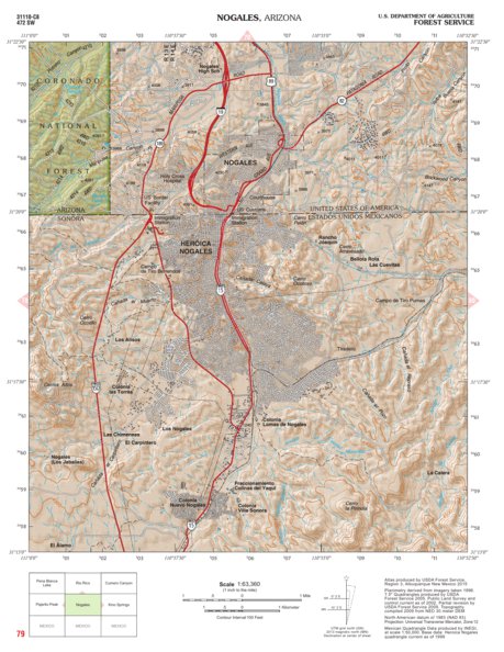 Coronado National Forest Quadrangle: NOGALES Preview 1