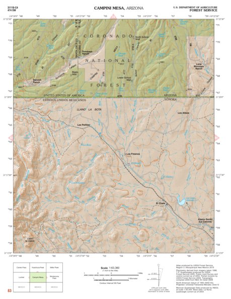 Coronado National Forest Quadrangle: CAMPINI MESA Preview 1