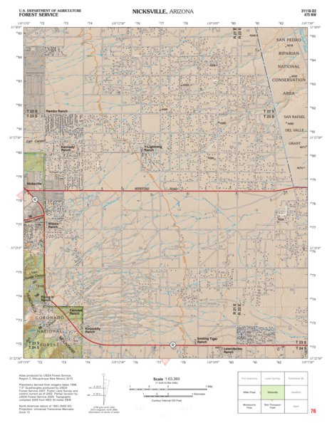 Coronado National Forest Quadrangle: NICKSVILLE Preview 1