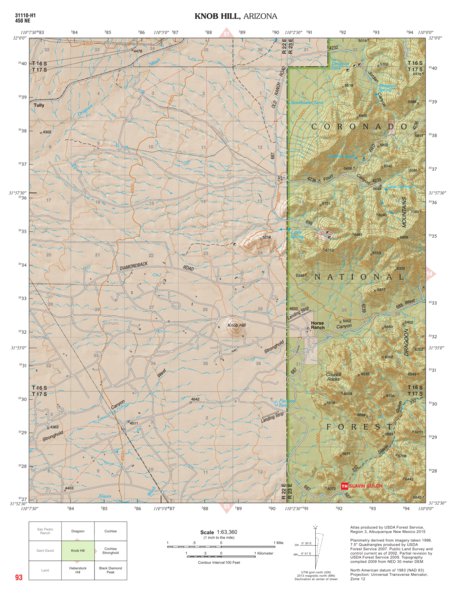 Coronado National Forest Quadrangle: KNOB HILL Preview 1