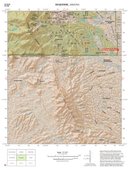Coronado National Forest Quadrangle: DUQUESNE Preview 1