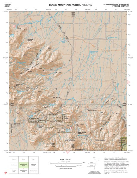 Coronado National Forest Quadrangle: BOWIE MOUNTAIN NORTH Preview 1