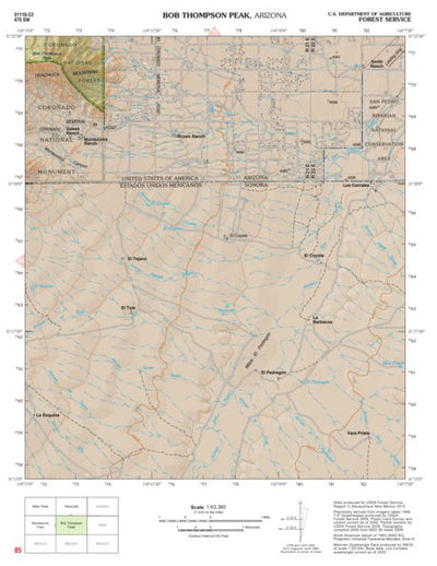 Coronado National Forest Quadrangle: BOB THOMPSON PEAK Preview 1