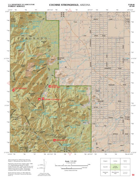 Coronado National Forest Quadrangle: COCHISE STRONGHOLD Preview 1