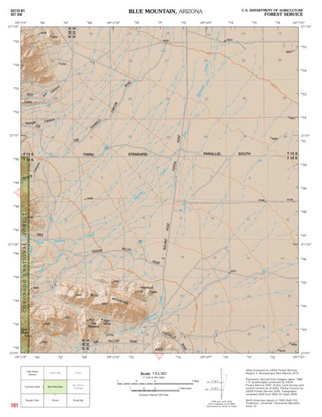 Coronado National Forest Quadrangle: BLUE MOUNTAIN Preview 1