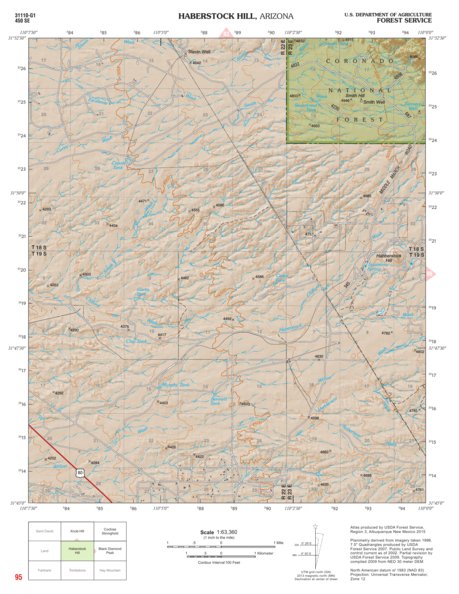 Coronado National Forest Quadrangle: HABERSTOCK HILL Preview 1