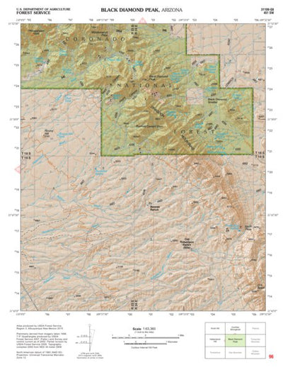 Coronado National Forest Quadrangle: BLACK DIAMOND PEAK Preview 1