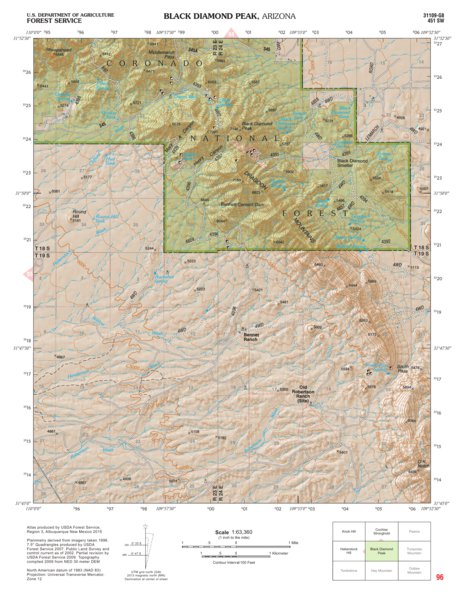 Coronado National Forest Quadrangle: BLACK DIAMOND PEAK Preview 1