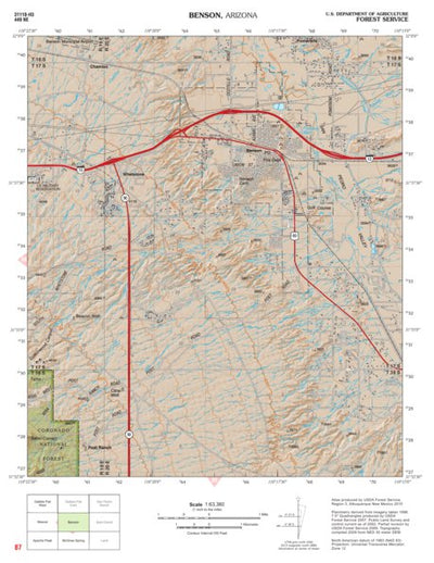 Coronado National Forest Quadrangle: BENSON Preview 1